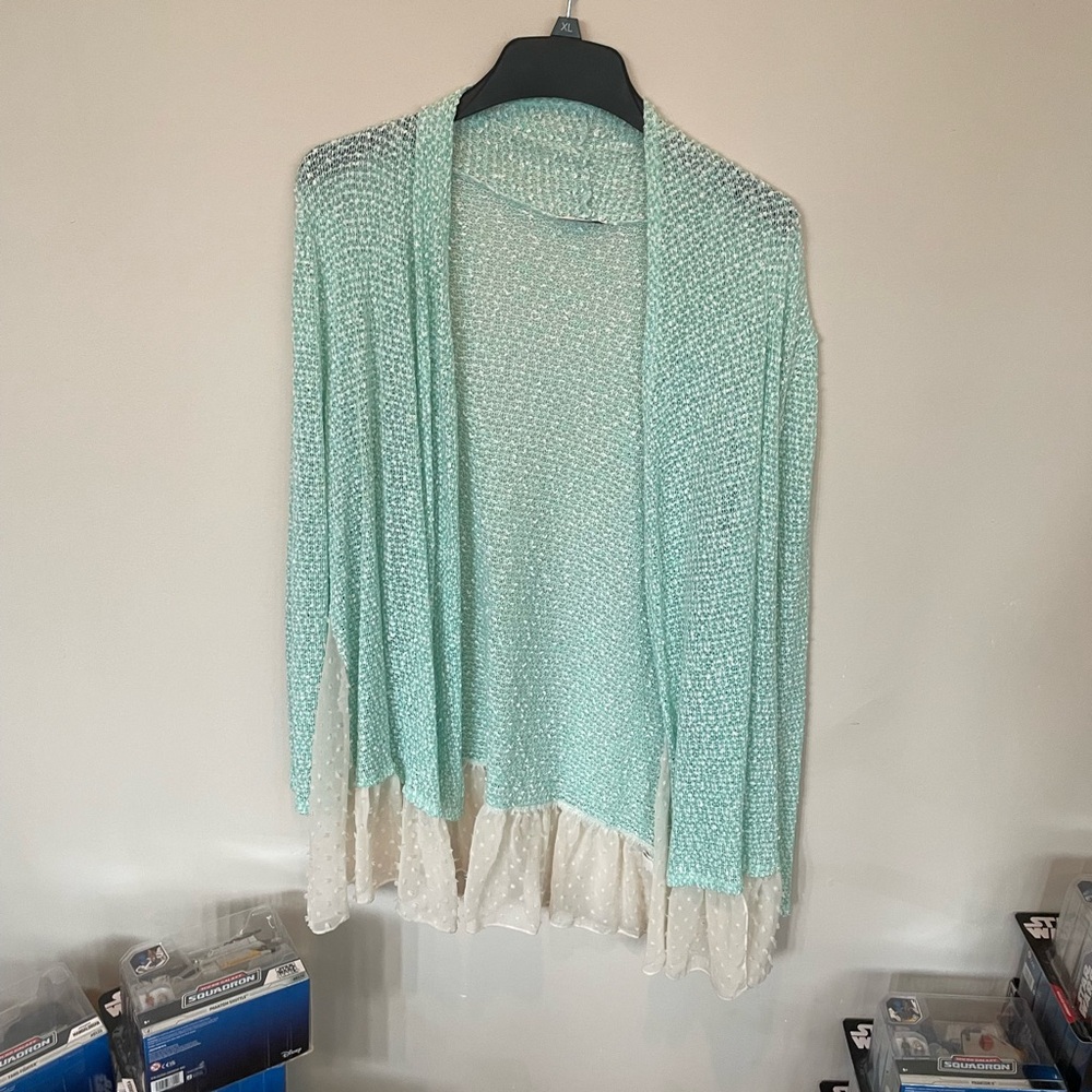 Mint Green Open-Front Sweater
